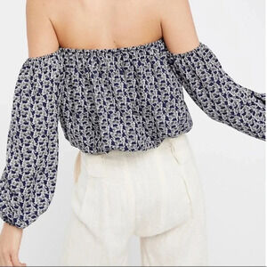 Free People Off Shoulder Zebra Blouse